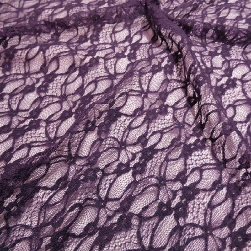 Ткань Гипюр стрейч (баклажан)